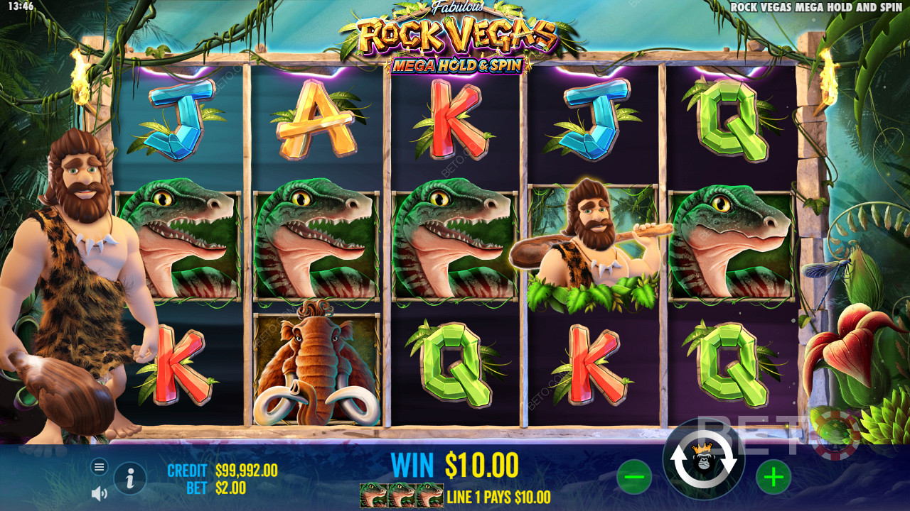 Besuchen Sie gefährliche Tiere und frühe Menschen in der Rock Vegas Slot