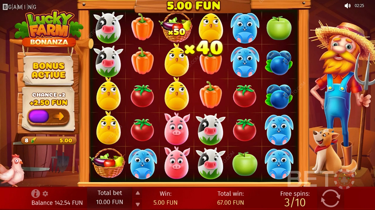 Genießen Sie Multiplikatoren bei Freispielen im Lucky Farm Online-Spielautomaten