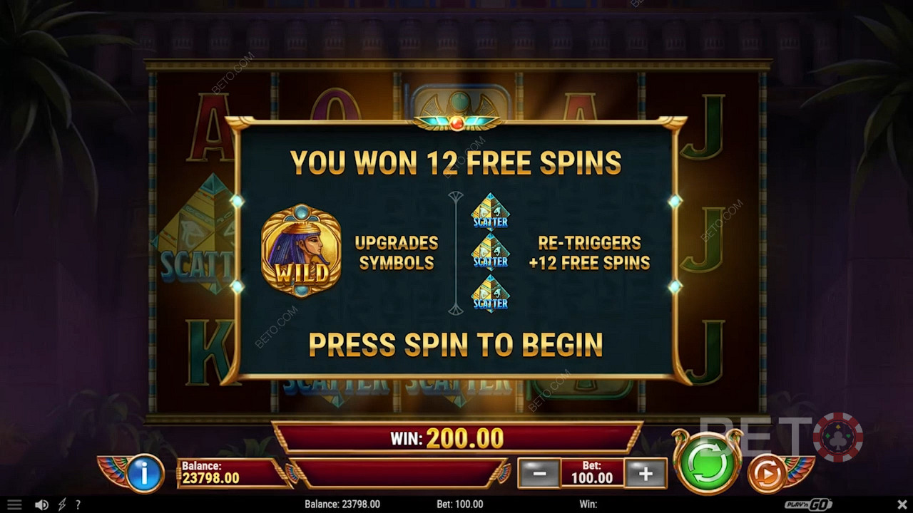 Schalten Sie den Free Spin-Modus frei, um 12 Free Spins zu erhalten und bis zu 150 Free Spins erneut auszulösen.