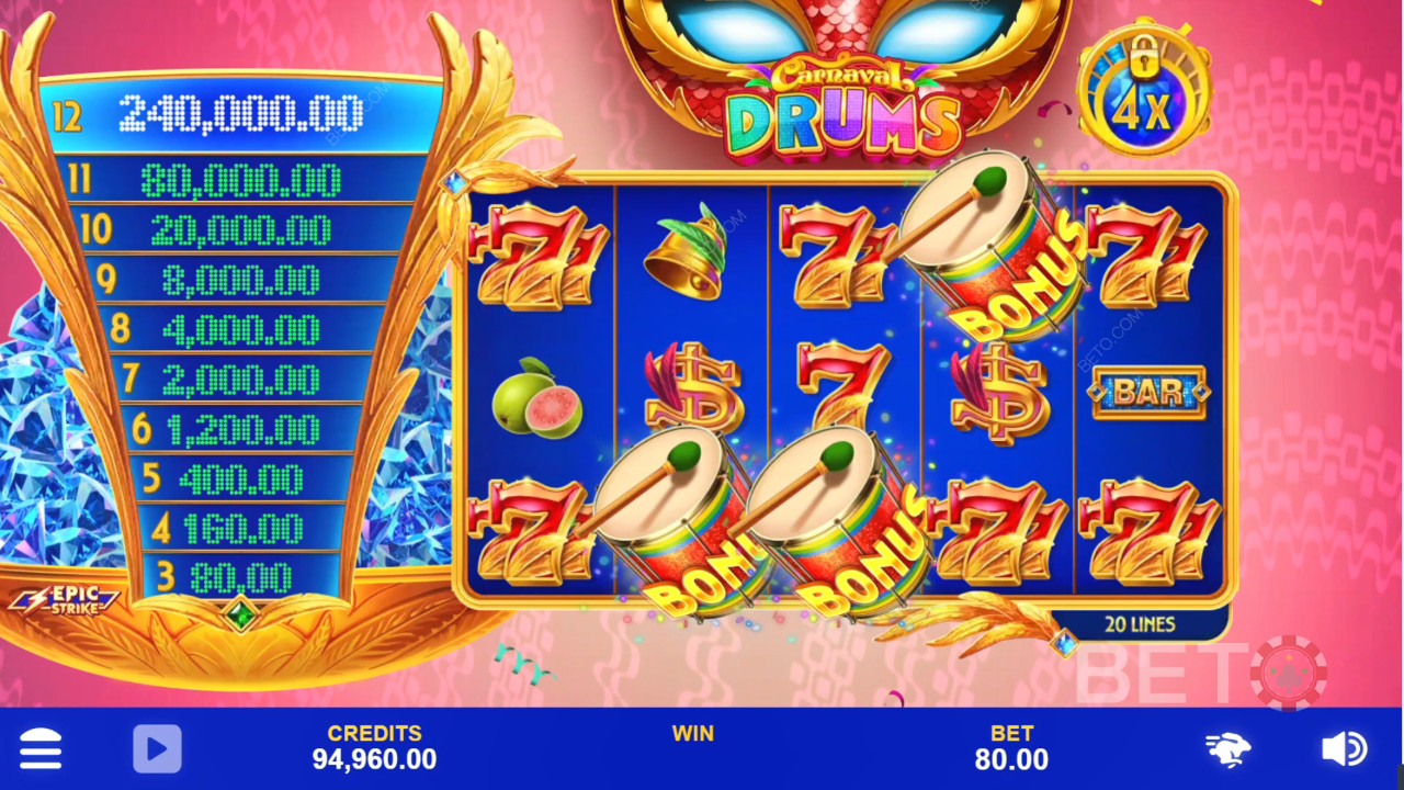 Carnaval Drums Überprüfung durch BETO Slots