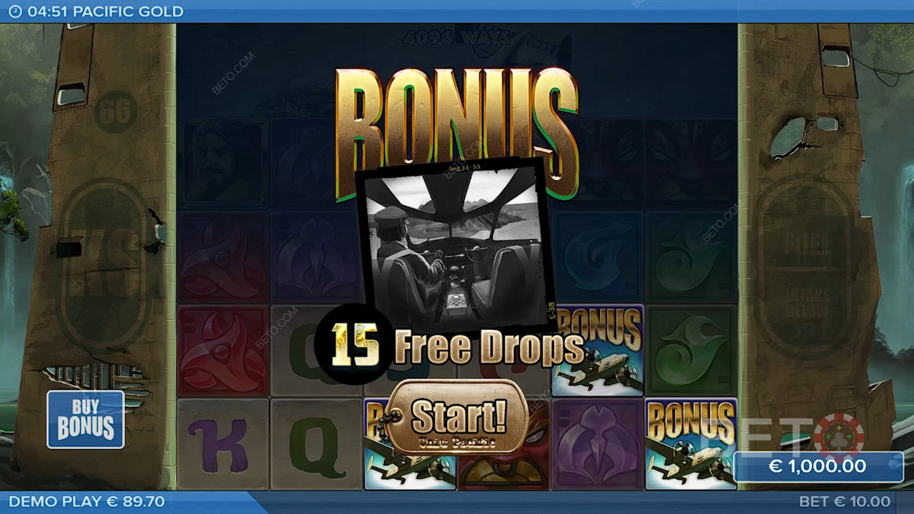 Erreichen Sie3 oder mehr Bonussymbole, um FreeSpins auszulösen.