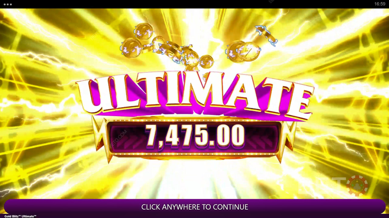 Gewinnen Sie das 2.500-fache Ihres Einsatzes in der Gold Blitz Ultimate Slot Machine!