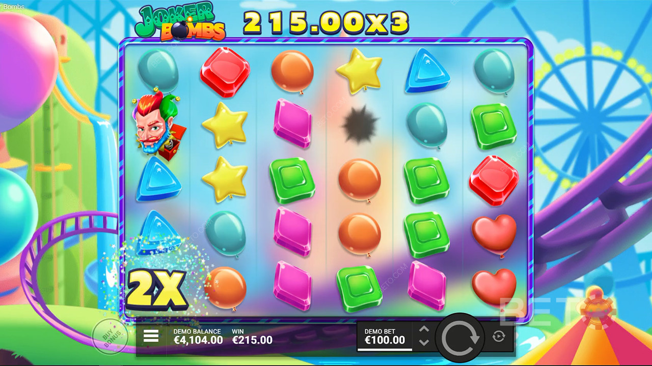 Multiplikator-Bomben erhöhen die Gewinne im Joker Bombs-Spielautomaten