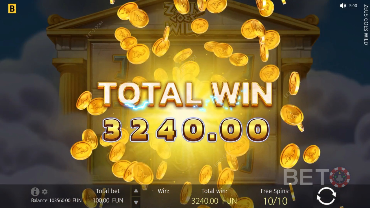 Gewinnen Sie das 800-fache Ihres Einsatzes in der Zeus Goes Wild Slot Machine!