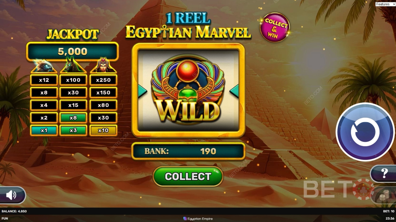 Bonusfunktionen in 1 Rolle erklärt - Egyptian Marvel von Spinomenal