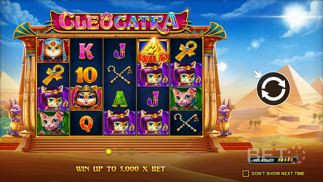 Gewinnen Sie das bis zu 5.000-fache Ihres Einsatzes beim Online-Spielautomaten Cleocatra