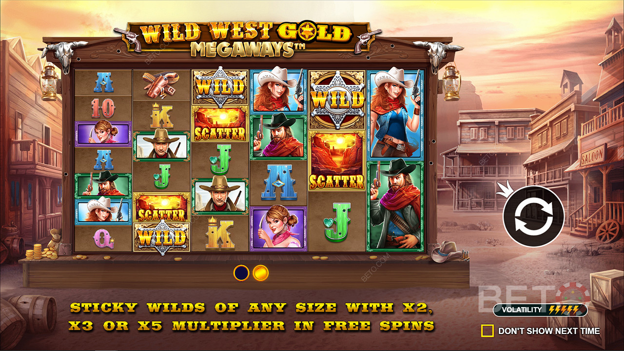 Sticky Wilds mit Multiplikatoren bis zu 5x gibt es in der Wild West Gold Megaways Slot
