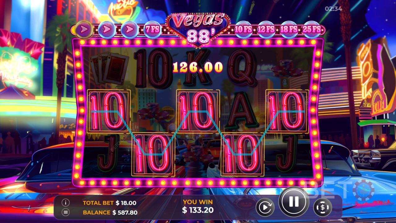 Erklärte Bonusfunktionen in Vegas 88 von Vibra Gaming