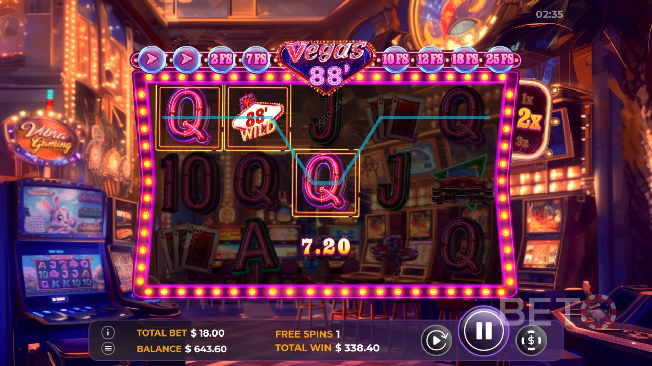 Gewinnen Sie das 2.600-fache Ihres Einsatzes im Vegas 88 Video Slot!