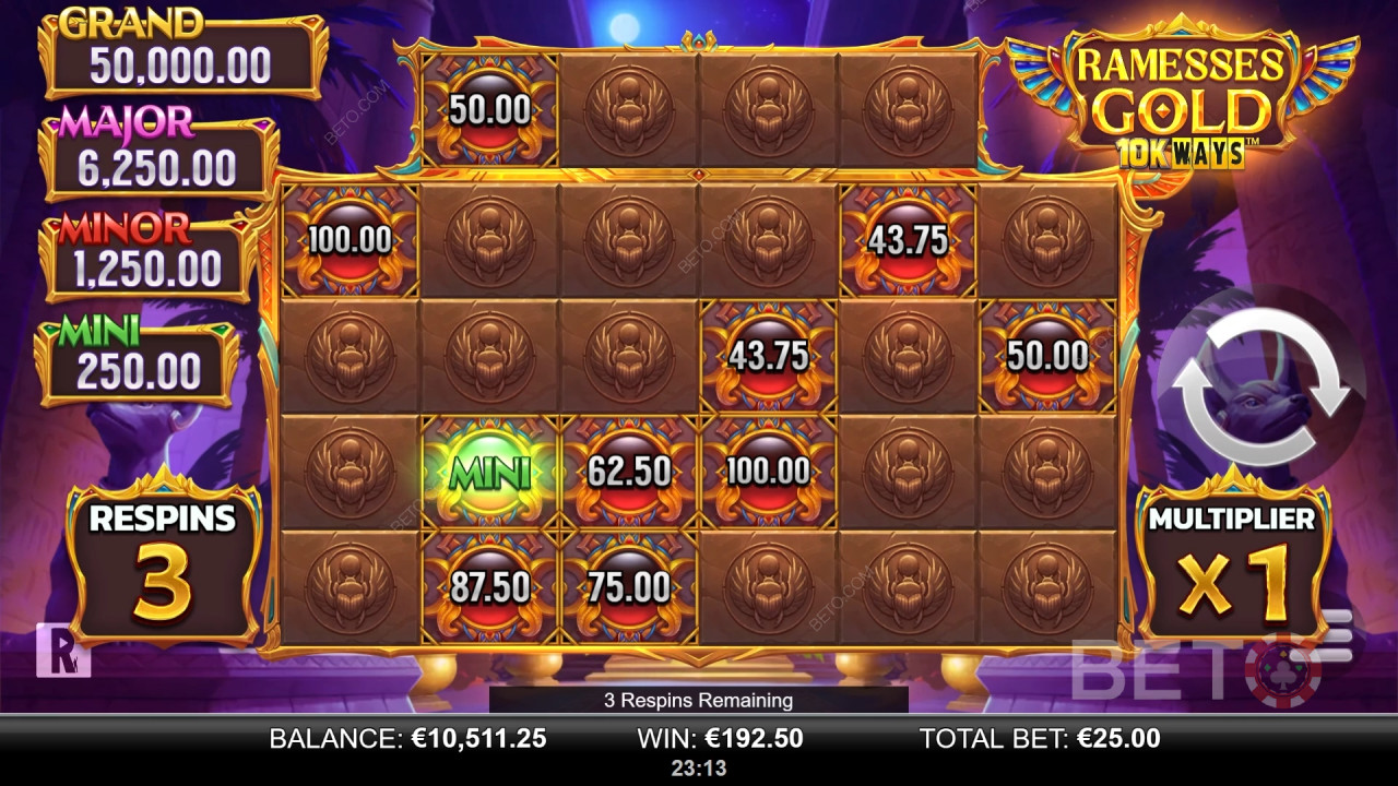 Gewinnen Sie das 9.065-fache Ihres Einsatzes in der Ramesses Gold 10K Ways Slot Machine!