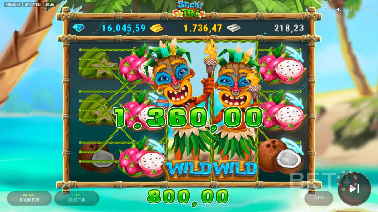 Gewinnen Sie das 10.000-fache Ihres Einsatzes beim Sticky Tiki Slot!