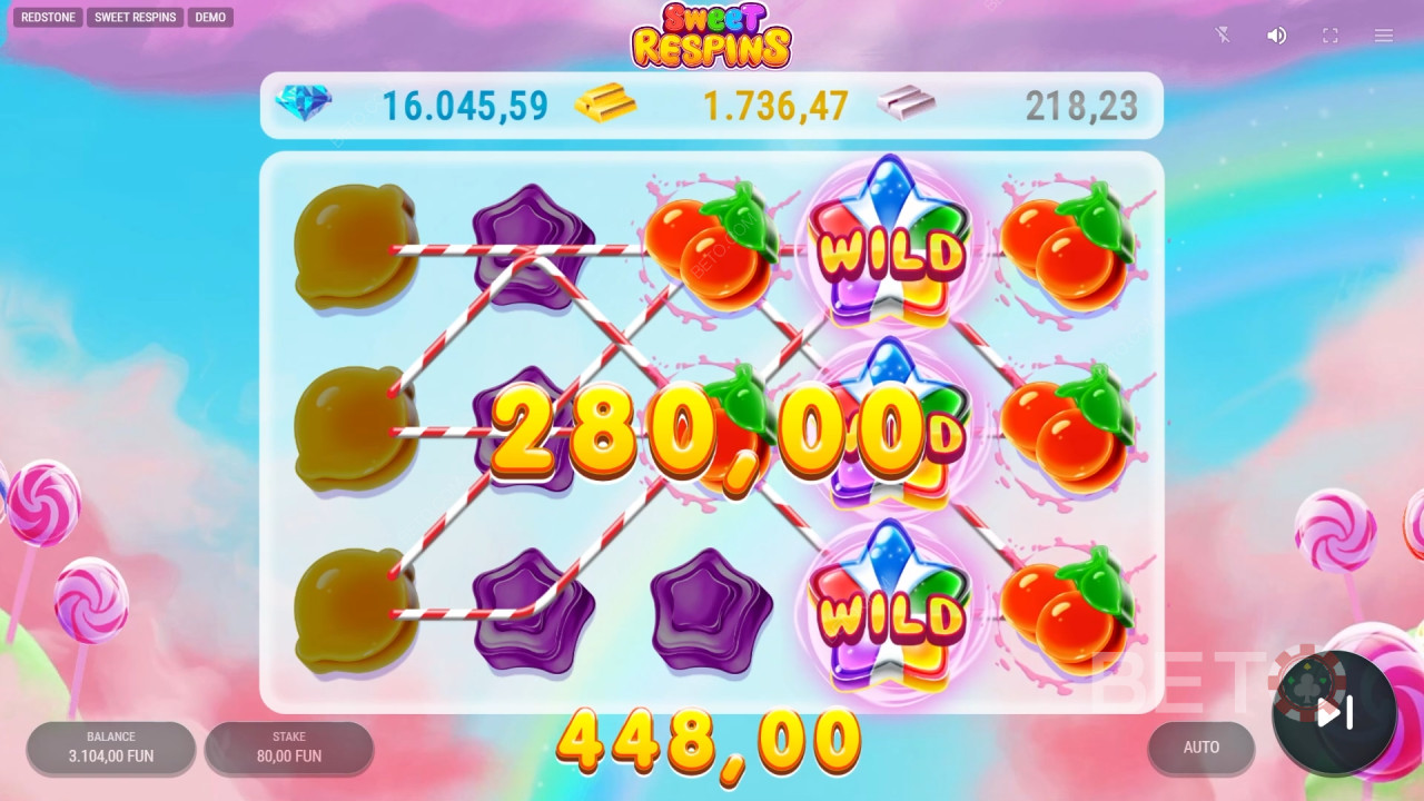Erklärte Bonusfunktionen in Sweet Respins von Redstone