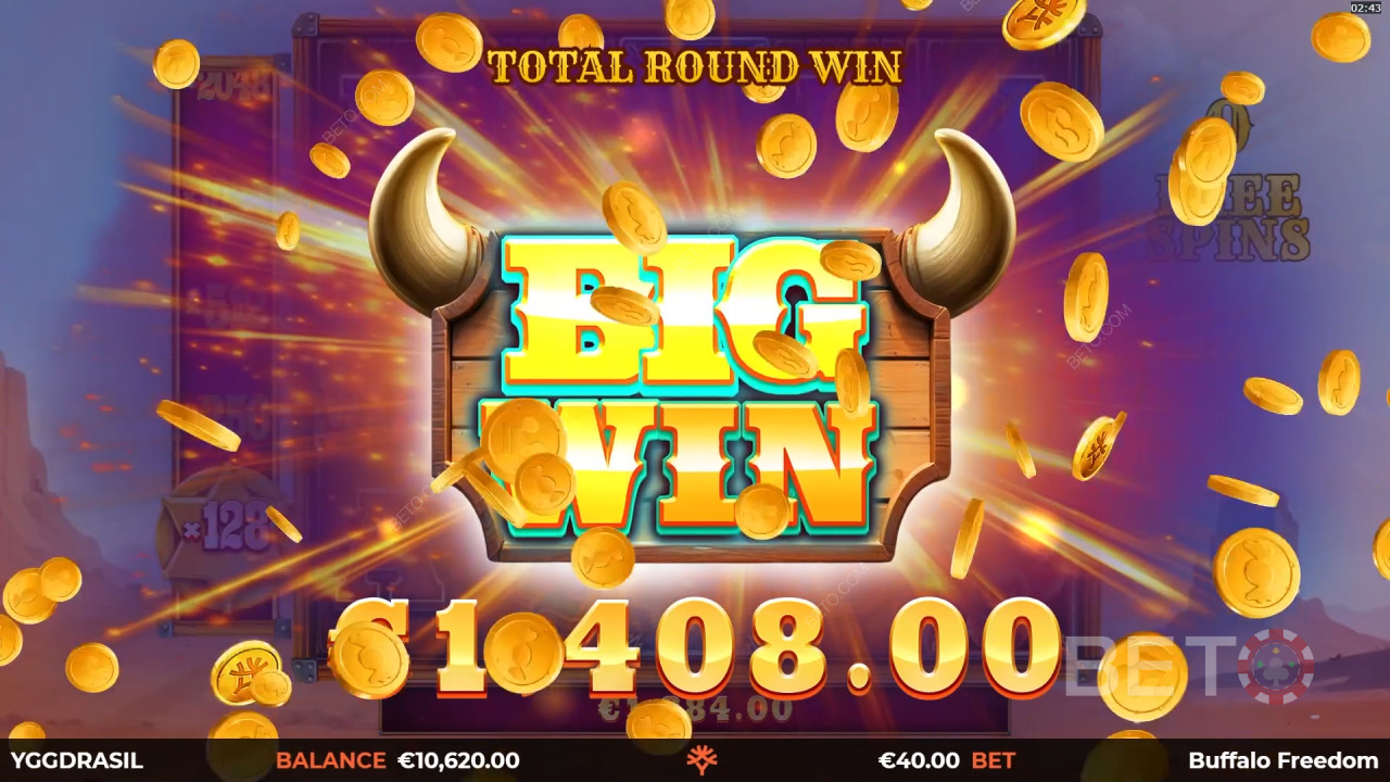 Gewinnen Sie das 25.000-fache Ihres Einsatzes beim Buffalo Freedom Slot!