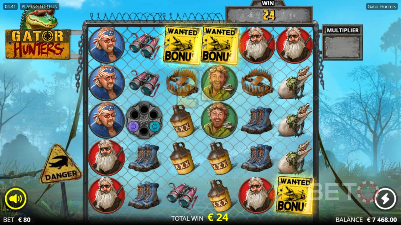 Erläuterung der Bonusfunktionen in „Gator Hunters“ von Nolimit City