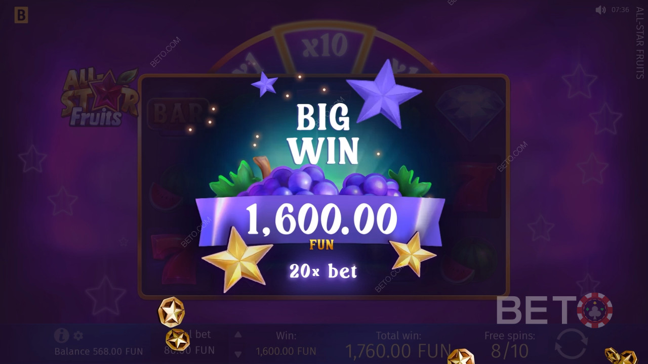 Gewinnen Sie das 1.500-fache Ihres Einsatzes im All-Star Fruits Slot!