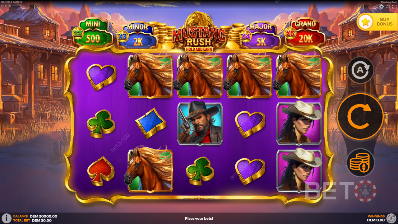 Wie man Mustang Rush von Mancala Gaming spielt
