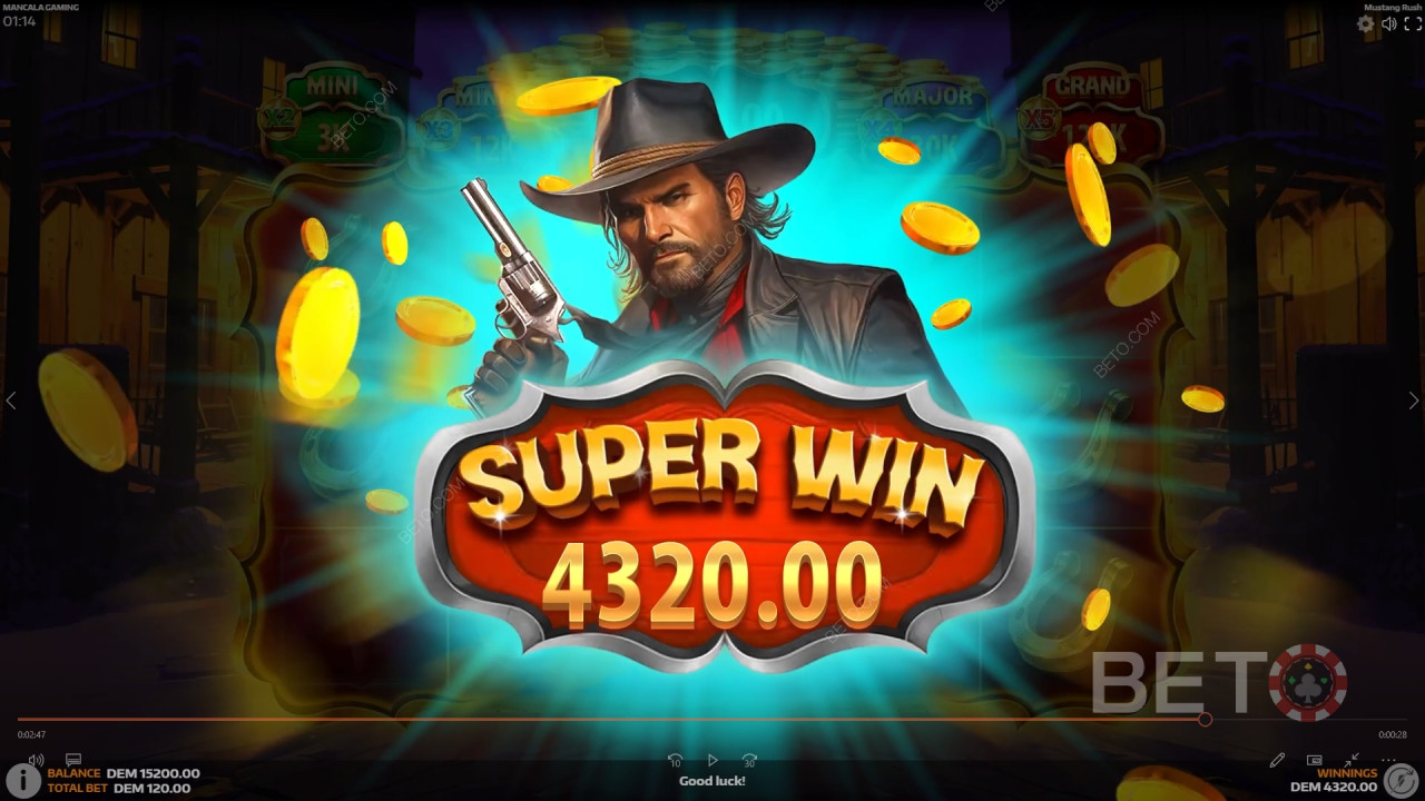 Gewinnen Sie das 5.105-fache Ihres Einsatzes beim Mustang Rush Online Slot!