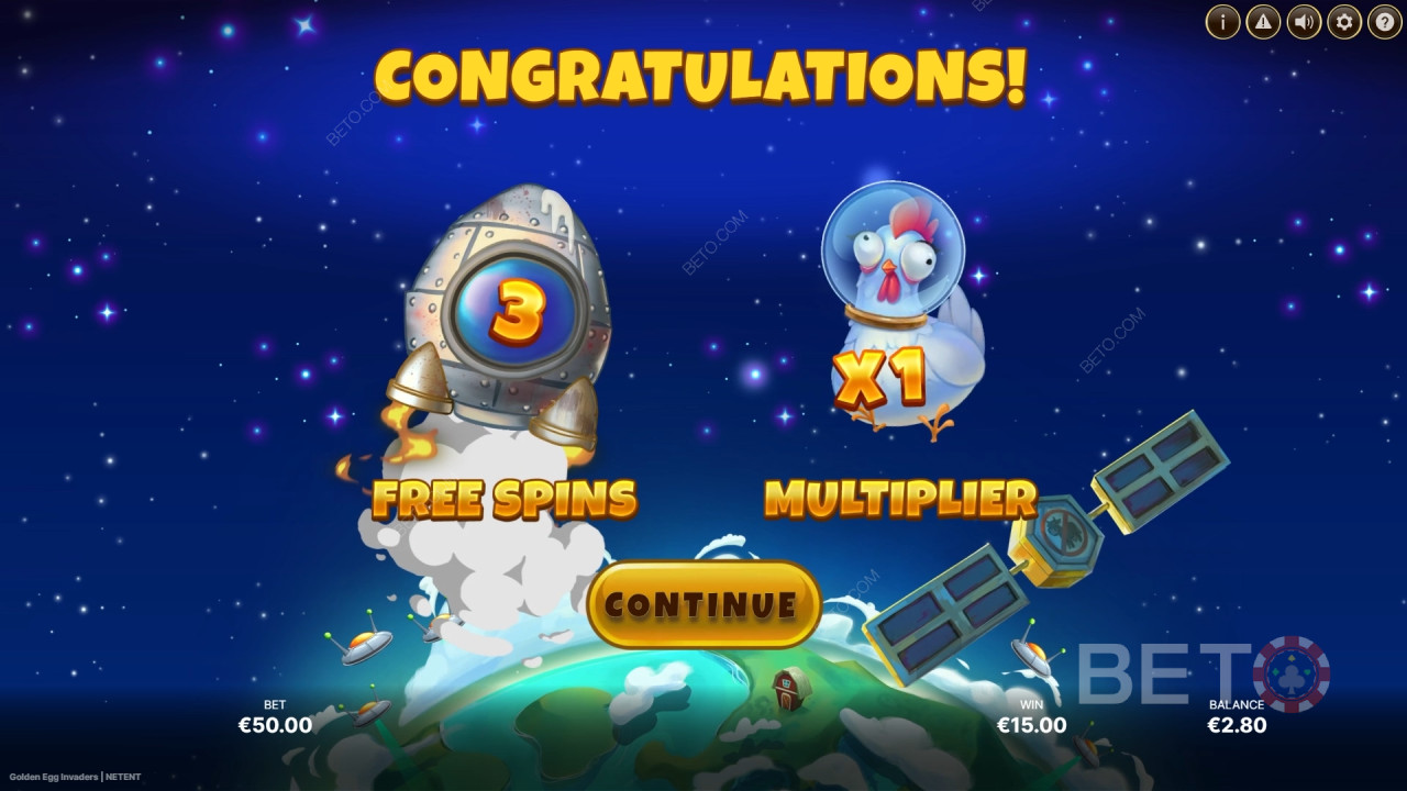Die Bonusfunktionen in Golden Egg Invaders werden erklärt von NetEnt