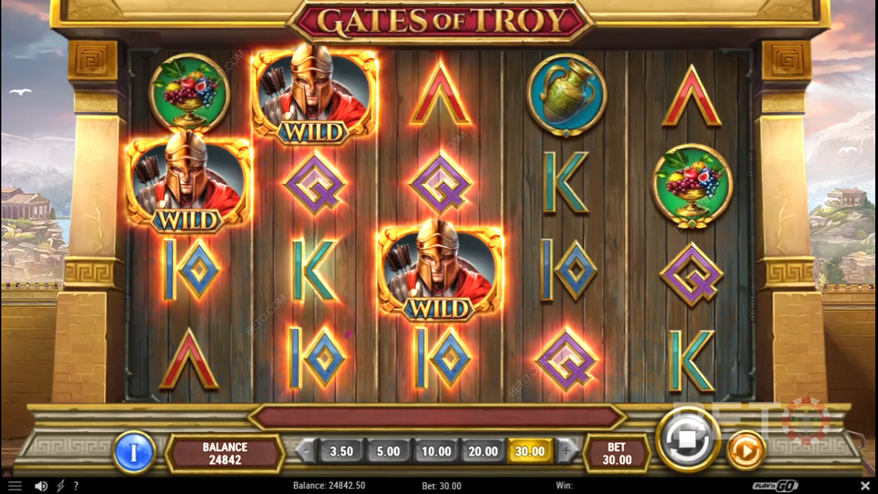 Wild-Symbole haben hohe Auszahlungen in der Gates of Troy Slot Maschine