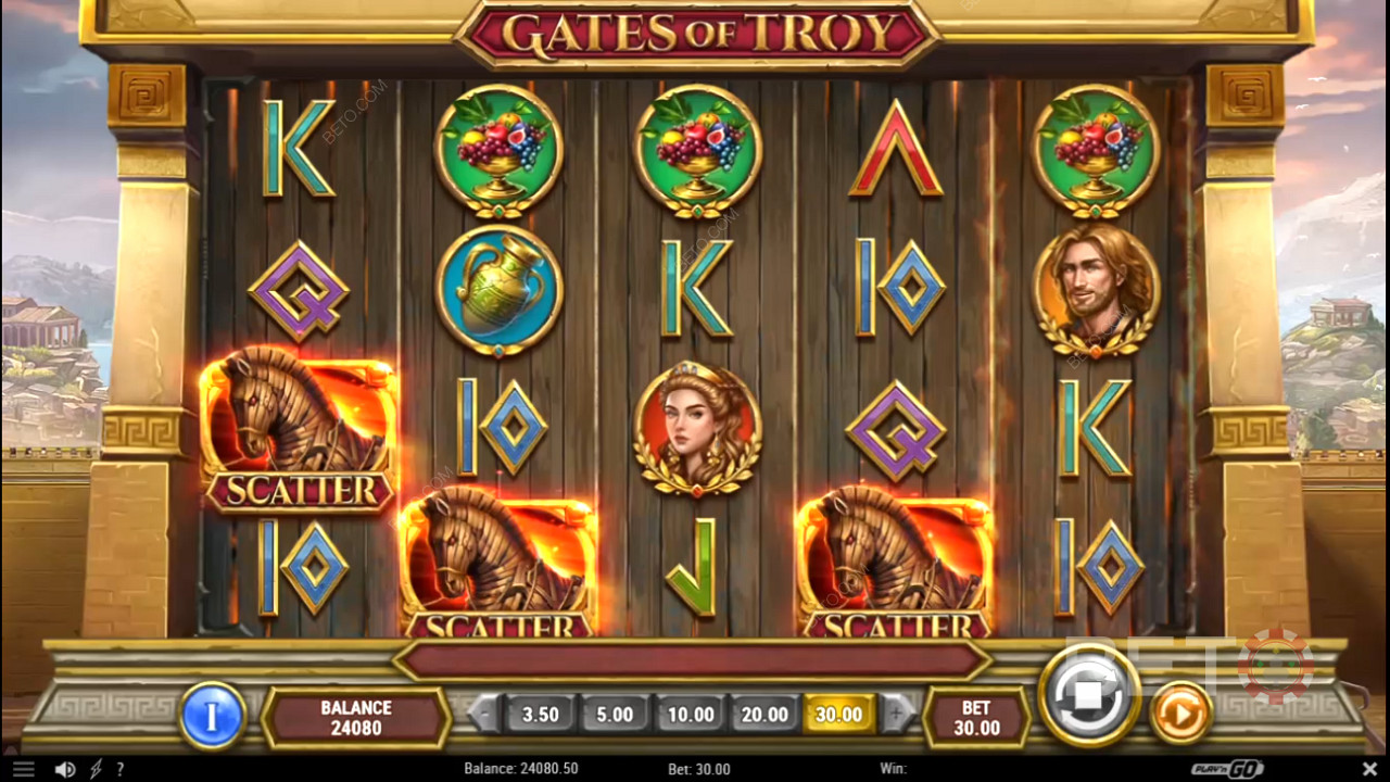 3 oder mehr Scatter-Symbole gewähren Gratis-Spins im Gates of Troy-Casino-Spiel