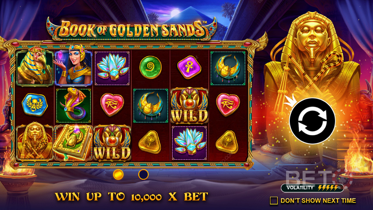 Gewinnen Sie das 10.000-fache Ihres Einsatzes beim Spielautomaten Book of Golden Sands
