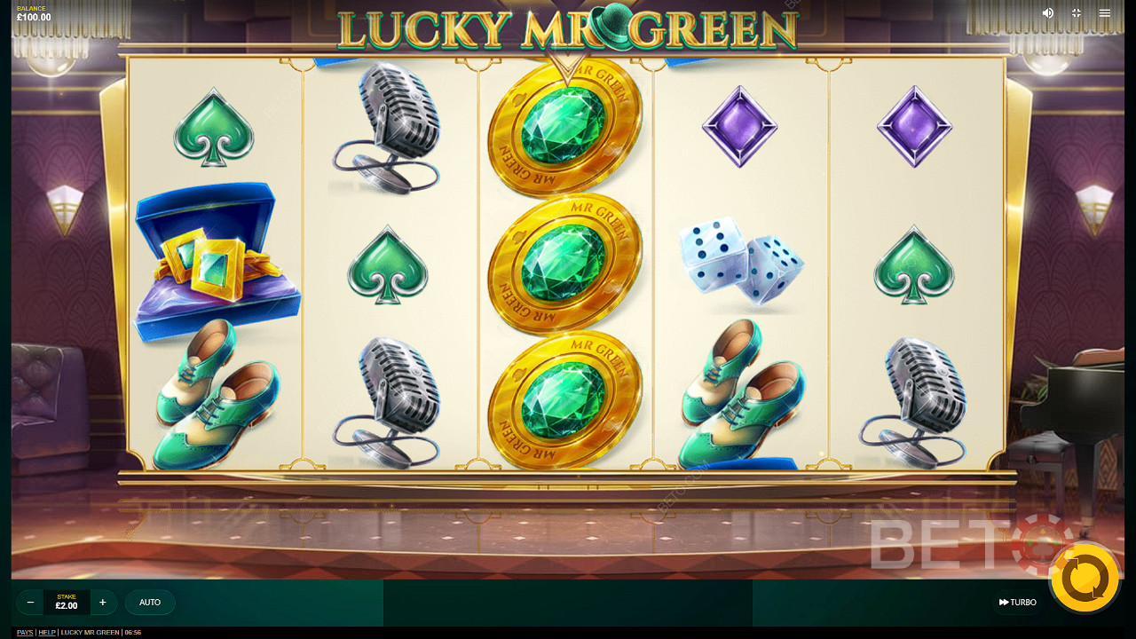 Genießen Sie mit dem Video-Spielautomaten Lucky Mr Green ein einzigartiges Erlebnis mit einem klassischen Thema.