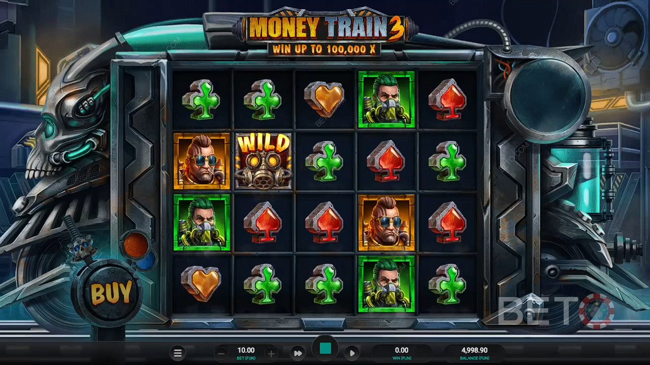 Genießen Sie eine solide Respin-Runde im Basisspiel des Spielautomaten Money Train 3