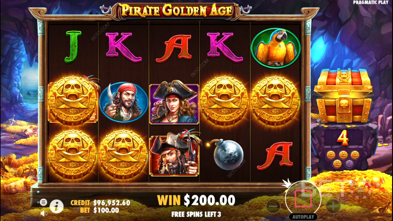 Mystery-Symbole erscheinen oft in den Freispielen des Pirate Golden Age online slot