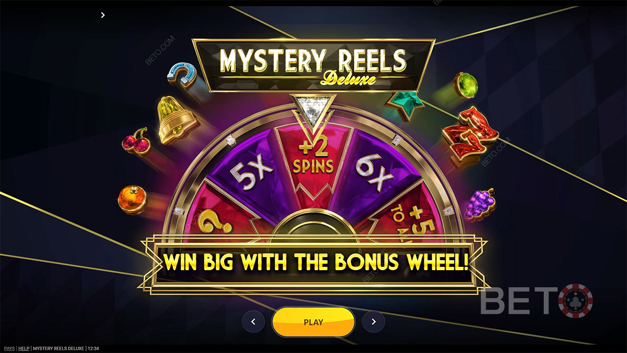 Drehen Sie das Bonusrad und gewinnen Sie riesige Gewinne beim Spielautomaten Mystery Reels Deluxe