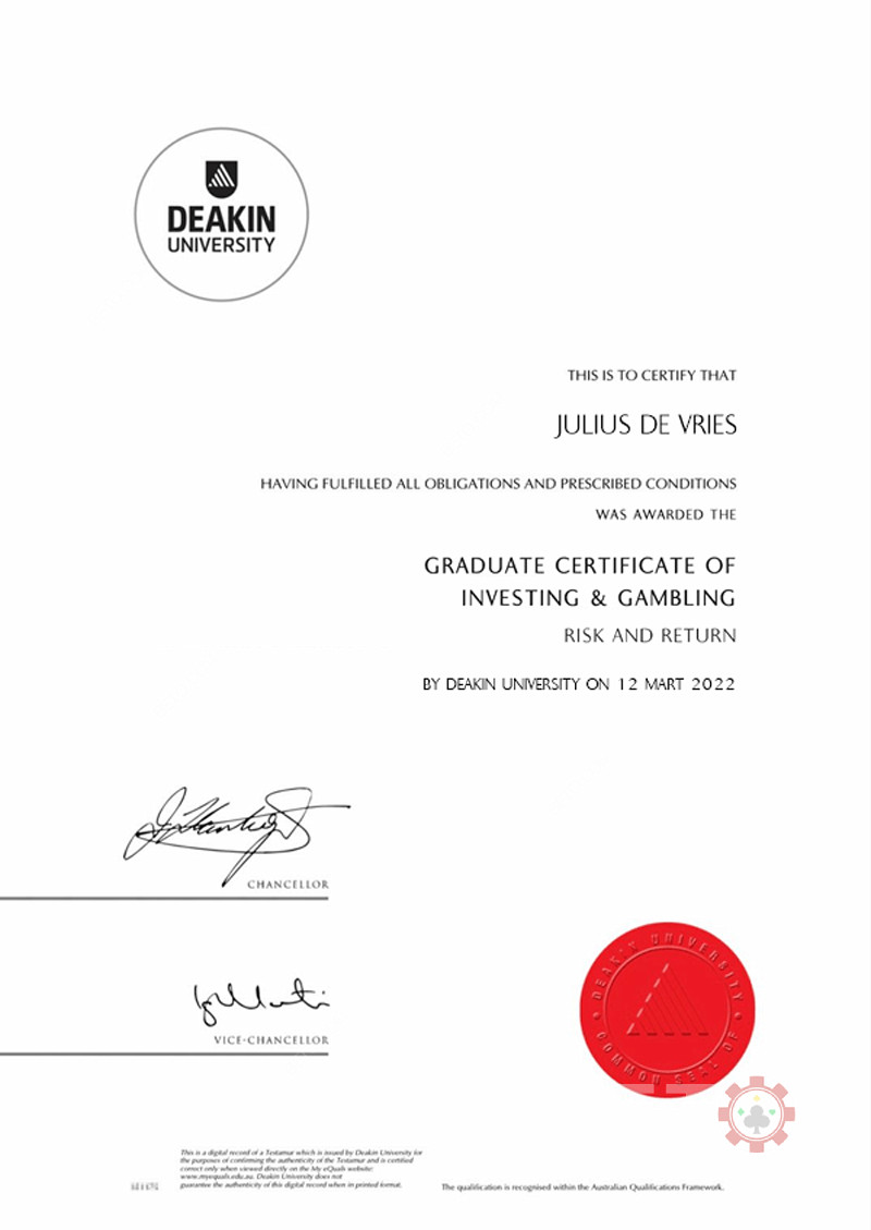 Julius de Vries - Zertifiziert an der Deakin Universität