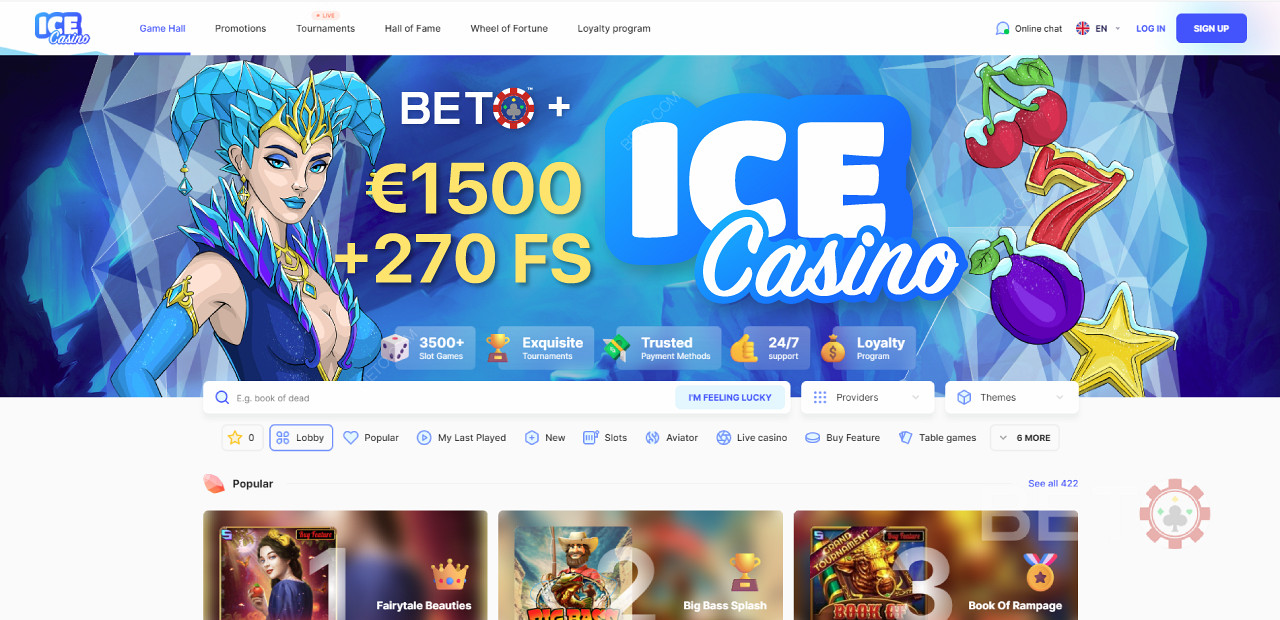 Die Navigation und Benutzeroberfläche der ICE Casino-Website ist benutzerfreundlich