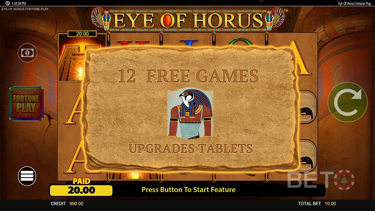 Bonusfunktionen in Eye of Horus Fortune Play erklärt von Blueprint