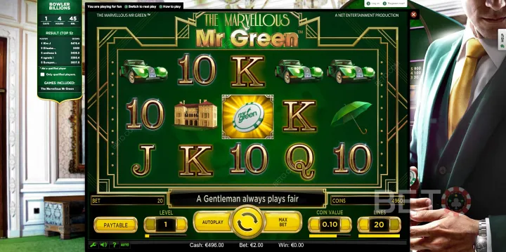 Der beste Ort, um online Spielautomaten zu spielen, ist die Mr Green Gaming Site.