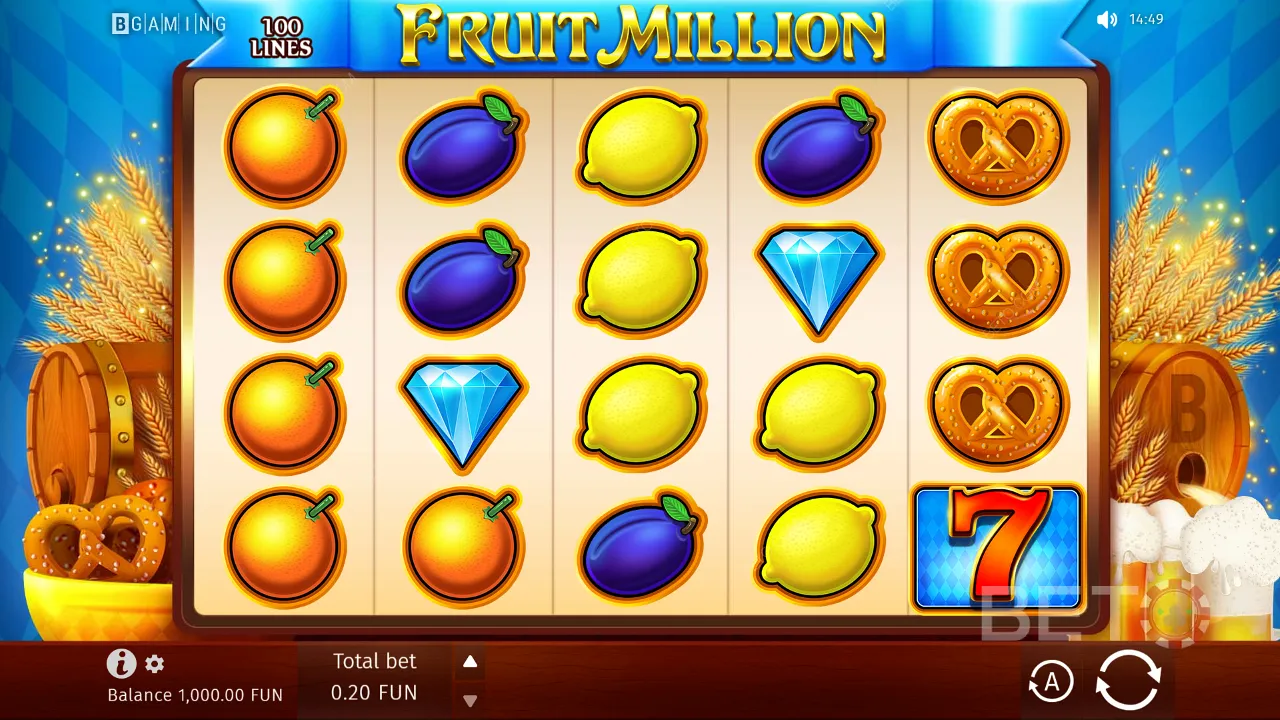 Spielverlauf von Fruit Million video slot - Oktoberfest Edition