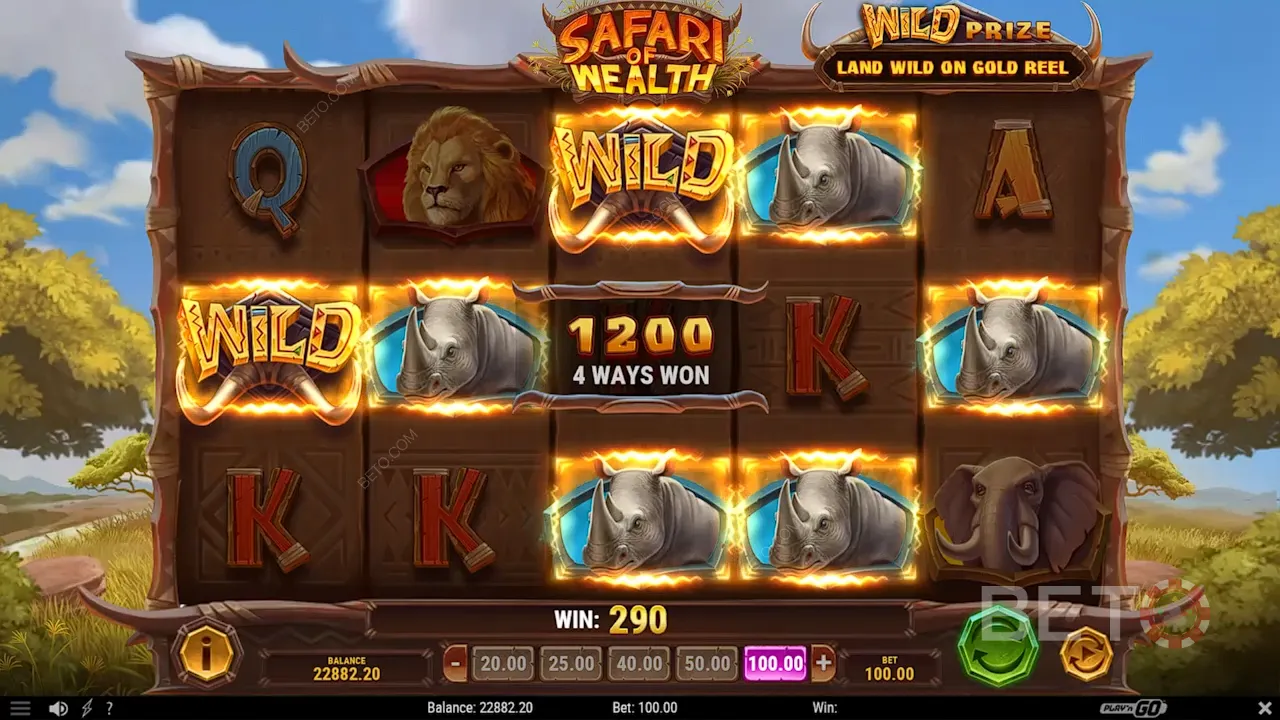 Spielverlauf des Spielautomaten Safari of Wealth